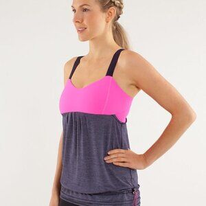 Lululemon Run: Back On Track Tank Black Swan / Raspberry Glo Light Size 6